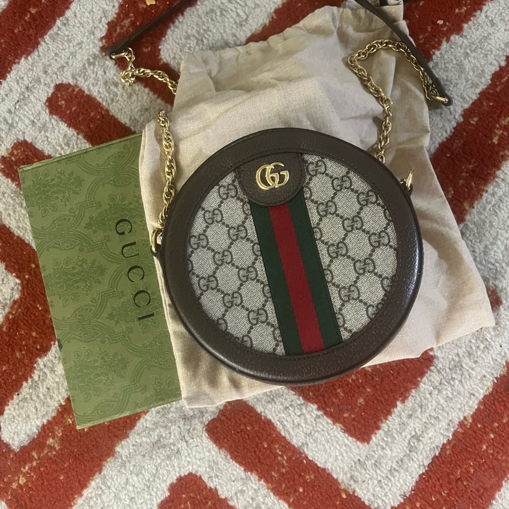 GUCCI
Ophidia mini textured leather-trimmed printed coated-canvas shoulder bag